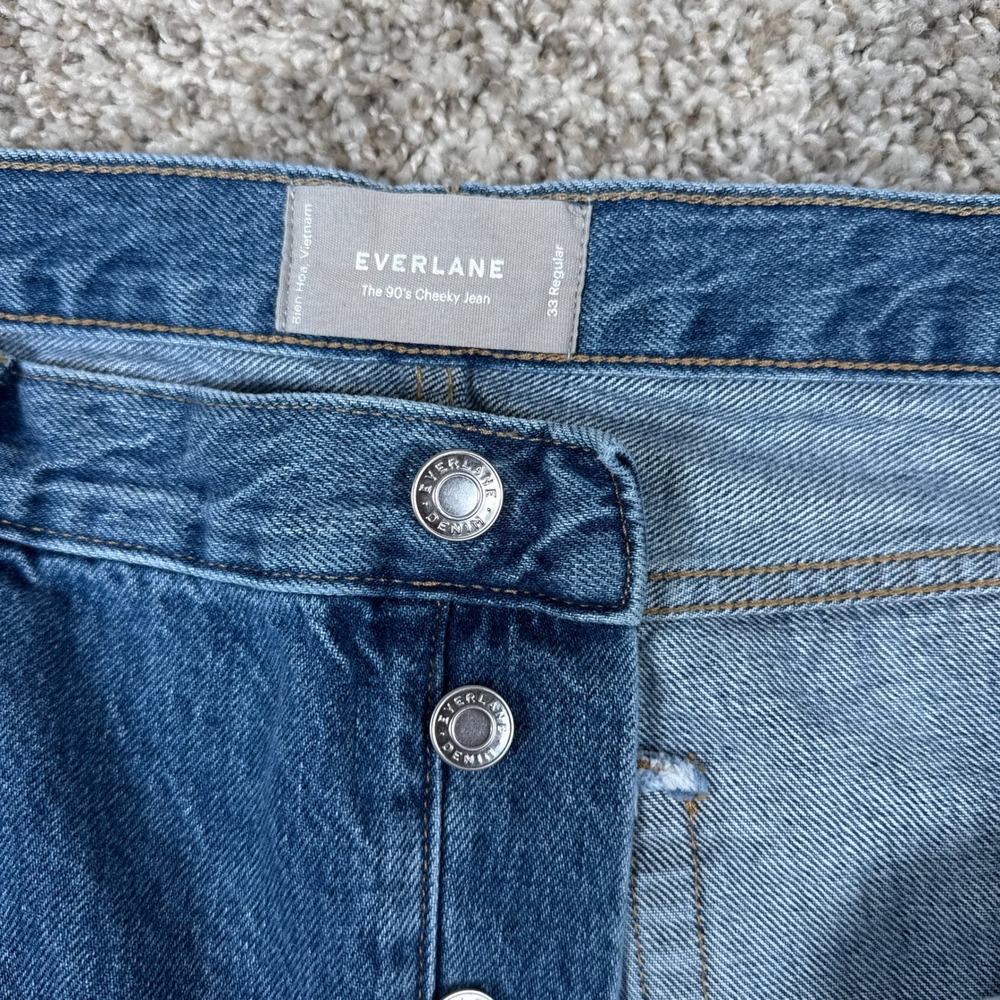 Everlane Jeans Womens 33 Blue The 90s Cheeky High Rise Straight Button Fly 90s - Picture 2 of 9